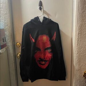 Works of Madness Black Hoodie with Red Design